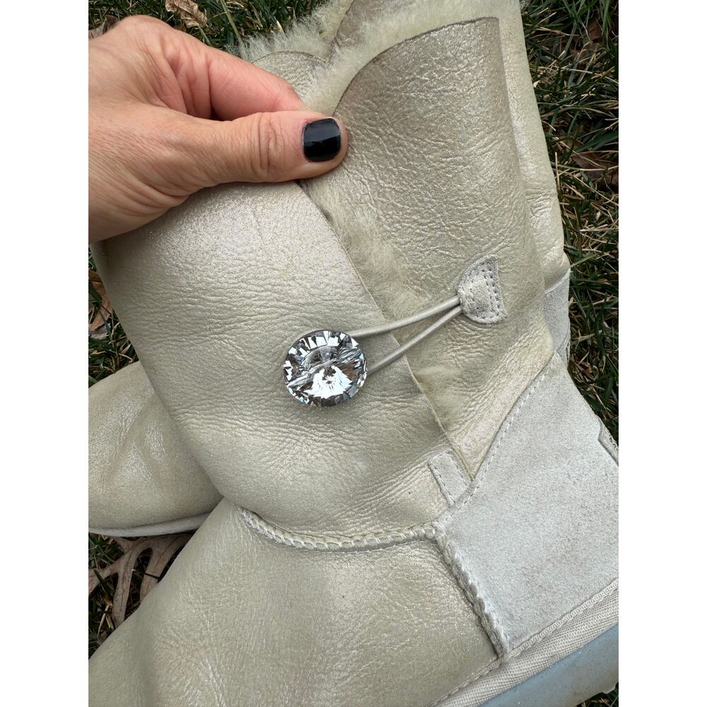 UGG Shearling Boots with Crystal Toggle "I do"